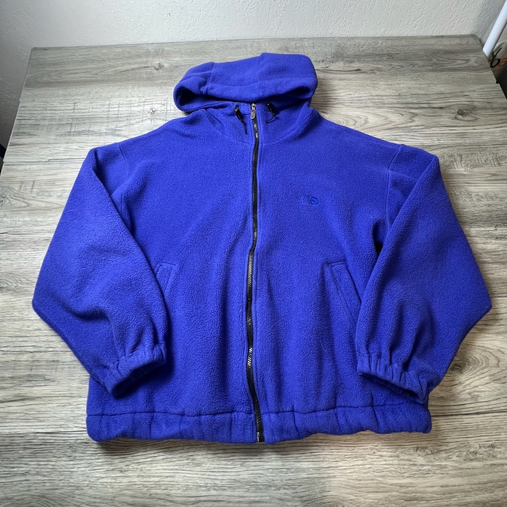 The North Face Fleece Hoodie Unisex M Blue Vintage Full Zip Made In USA Gorpcore